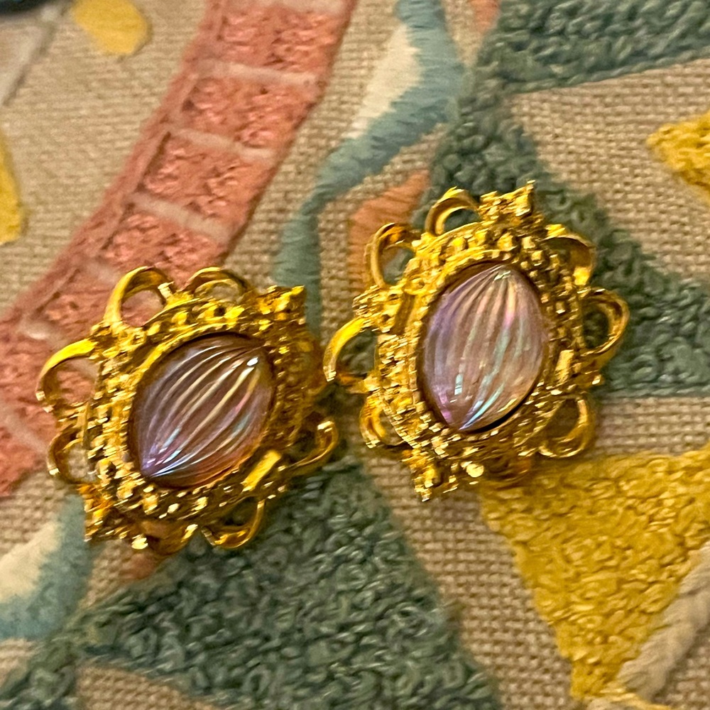 Vintage Gold & Pink Earrings